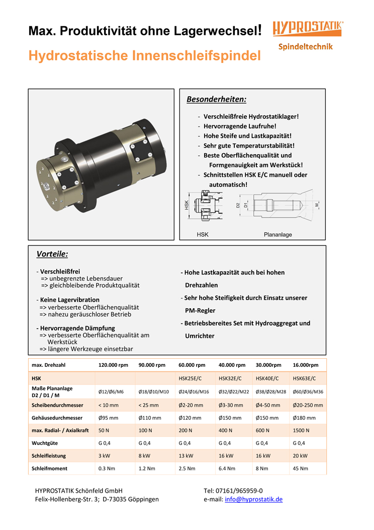 HYPROSTATIK-Flyer-Hydrostatic internal grinding spindle_cover page Cover page of flyer Hydrostatic internal grinding spindle