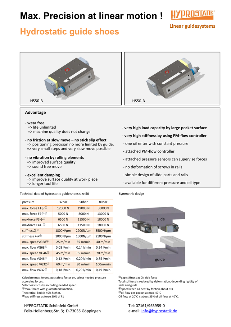 HYPROSTATIK-Flyer-guide-shoes English cover page of Flyer Hydrostatic workpiece spindle 150mm